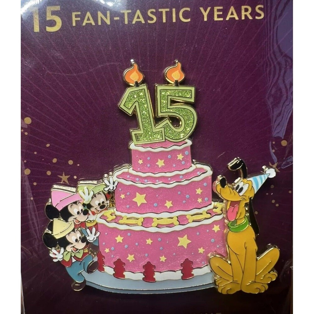 2024 D23 15th Anniversary DEC Disney Pluto Cake Pin LE 300 Mickey Nephews Studio